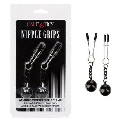 California Exotic Novelties Nipple Grips Weighted Tweezer Nipple Clamps - Model NG-2001 - Unisex - Nipple Stimulation - Silver - Adult Naughty Store