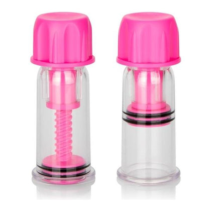 Introducing the Pink Nipple Play Vacuum Twist Suckers - Model NPVS-2021: The Ultimate Sensation Enhancers for All Genders, Designed for Nipple Pleasure - Adult Naughty Store