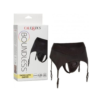 California Exotic Novelties Boundless Thong with Garter L/XL Harness Black - Ultimate Comfort, Support, and Sensuality for Passionate Penetration - Adult Naughty Store