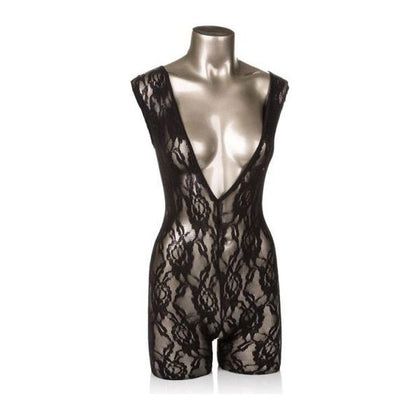 Cal Exotics Scandal Lace Body Suit Black O-S - Seductive Crotchless Lingerie for Women - Unleash Your Desires with this Sensual One-Piece Ensemble
