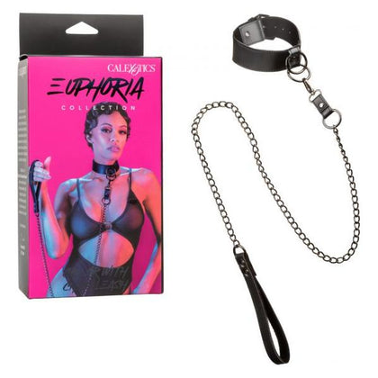 California Exotic Novelties Euphoria Collection Collar with Chain Leash SE-3100-55-3 | Unisex Bondage BDSM Toy | Black