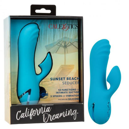 California Dreaming Sunset Beach Seducer Blue Rabbit Vibrator - Model E-4349-26-3 - Female Clitoral and G-Spot Stimulator - Sky Blue