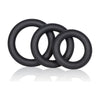 Dr. Joel Kaplan Silicone Support Rings Trio - All-Purpose Sta-Hard Rings Set (Model #JK-SSR3) - For Men - Enhance Pleasure and Performance - Black - Adult Naughty Store