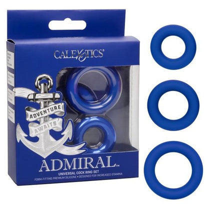 Admiral Universal Cock Ring Set - Premium Silicone Enhancers for Men - SE-6010-50-3 - Blue
