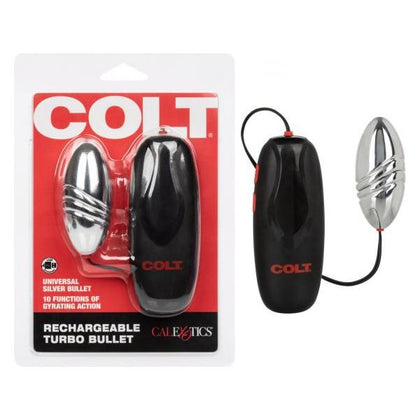 Colt Rechargeable Turbo Bullet Vibrator - Model SE685025 - Intense Gyrating Pleasure for All Genders - Silver - Adult Naughty Store