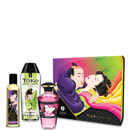 Shunga Fruity Kisses Collection Kit - Sensual Pleasure Set for Couples - Erotic Massage, Aphrodisiac Oil, and Flavored Lubricant - Model: FK-2021 - For All Genders - Enhance Passion and Indul - Adult Naughty Store