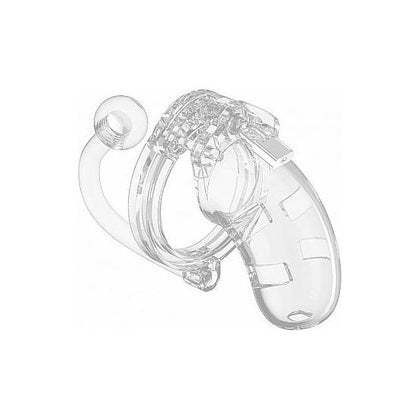 Shots Toys Mancage Chastity 3.5in Cage with Plug Model 10 Transparent - Unleash Ultimate Control and Pleasure with this Hypoallergenic Chastity Cage and Butt Plug Combo