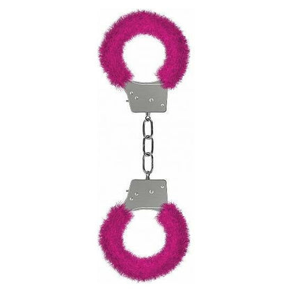 Ouch Beginner's Handcuffs Furry Pink - Premium Metal and Faux Fur Lockable Restraints for Couples - Model X1234 - Unisex - Pleasure Enhancing BDSM Accessories - Elegant Pink Color