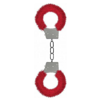 Ouch Beginner's Handcuffs Furry Red - Premium Metal Faux Fur Restraints for Naughty Play - Model R-1001 - Unisex - Intensify Pleasure in Style - Adult Naughty Store