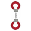 Ouch Beginner's Handcuffs Furry Red - Premium Metal Faux Fur Restraints for Naughty Play - Model R-1001 - Unisex - Intensify Pleasure in Style - Adult Naughty Store