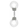 Ouch Pleasure Handcuffs Furry Cuffs - Model X1 - White - For Couples' Bondage and Sensual Play