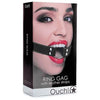 Ouch O-Ring Gag Black Leather BDSM Sex Toy - Model O-S - Unisex - Oral Pleasure - Elegant Stitching - Adult Naughty Store