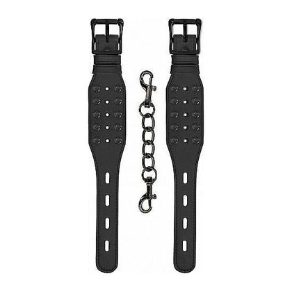 Shots Toys Ouch! Skulls & Bones Spiked Handcuffs Black - Intense Bondage Bracelet for a Daring and Dominant Experience