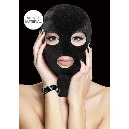 Shots Toys Velvet & Velcro Mask with Mouth & Eye Opening Black - Fetish Hood Mask for Sensual Play - Model VV-MEMO1 - Unisex - Pleasure for Eyes and Mouth - Black - Adult Naughty Store