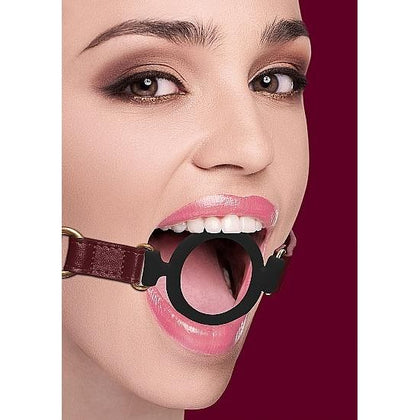 Ouch Halo Silicone Ring Gag Burgundy - Luxury Leather-Look BDSM Mouth Gag for Submissive Play - Model HSG-01 - Unisex - Enhances Oral Sensations - Deep Red Color - Adult Naughty Store