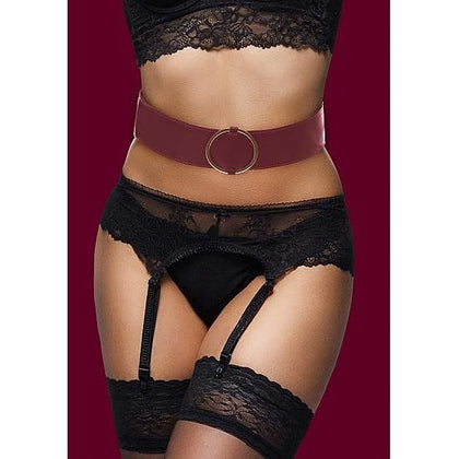 Shots Toys Ouch Halo Waist Belt L/XL Burgundy - Luxurious Leather-Look BDSM Accessory for Power Play and Pleasure - Adult Naughty Store