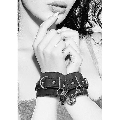 Shots Toys Ouch! Bonded Leather Hand or Ankle Cuffs with Adjustable Straps - Model XYZ123 - Unisex - Pleasure for Wrists or Ankles - Black