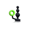 Shots Toys Ouch! Glow Beads Butt Plug with Cock Ring - Model GBD-2022 - Unisex Anal and Genital Pleasure - Glow in the Dark Green - Adult Naughty Store