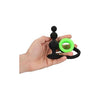 Shots Toys Ouch! Glow Beads Butt Plug with Cock Ring - Model GBD-2022 - Unisex Anal and Genital Pleasure - Glow in the Dark Green - Adult Naughty Store