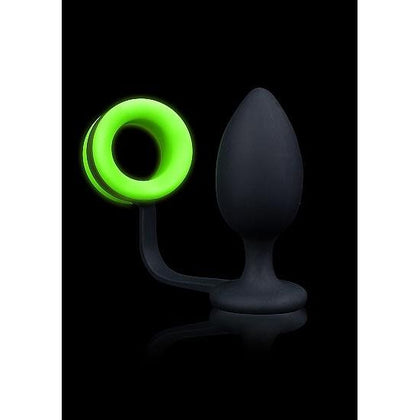 Shots Toys Ouch! Glow Butt Plug with Cock Ring - Model GBD-2022 - Unisex Anal and Genital Pleasure - Glow in the Dark Green - Adult Naughty Store