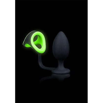 Shots Toys Ouch! Glow Butt Plug with Cock Ring & Ball Strap - Model GBD-2022 - Unisex Anal Pleasure - Glow in the Dark Green - Adult Naughty Store