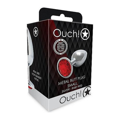 Shots Toys Ouch! Round Gem Butt Plug Small Silver Ruby Red - Model RB-2023 - Unisex Anal Pleasure - Adult Naughty Store