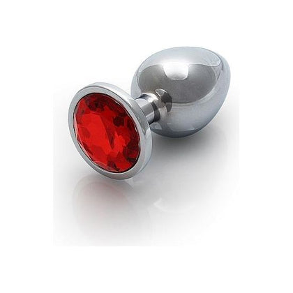 Shots Toys Ouch! Round Gem Butt Plug Medium Silver Ruby Red - Model #2023 - Unisex Anal Pleasure - Adult Naughty Store