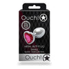 Ouch! Heart Gem Butt Plug Small Silver Rubellite Pink - The Exquisite Shots Toys Fetish Gem Series - Adult Naughty Store