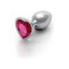 Ouch! Heart Gem Butt Plug Small Silver Rubellite Pink - The Exquisite Shots Toys Fetish Gem Series - Adult Naughty Store