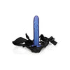 Shots Toys Ouch! Textured Curved Hollow Strap-On 8in Metallic Blue - Ultimate Pleasure for Couples - Adult Naughty Store