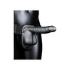 Shots Toys Ouch! Ribbed Hollow Strap-On 8 Inches with Balls Gunmetal - Ultimate Pleasure for Couples - Adult Naughty Store