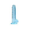 Realrock Crystal Clear 7in Realistic Dildo with Balls - Model RRC-7B - For Enhanced Lifelike Pleasure - Blue - Adult Naughty Store