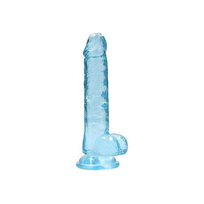 Realrock Crystal Clear 7in Realistic Dildo with Balls - Model RRC-7B - For Enhanced Lifelike Pleasure - Blue - Adult Naughty Store