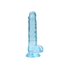 Realrock Crystal Clear 7in Realistic Dildo with Balls - Model RRC-7B - For Enhanced Lifelike Pleasure - Blue - Adult Naughty Store