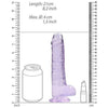 Shots Toys Realrock Crystal Clear Real Cock 8in Dildo with Balls - Purple: Lifelike Pleasure for Ultimate Satisfaction - Adult Naughty Store