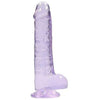 Shots Toys Realrock Crystal Clear Real Cock 8in Dildo with Balls - Purple: Lifelike Pleasure for Ultimate Satisfaction - Adult Naughty Store