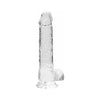 Realrock Crystal Clear Dildo with Balls 8in - Lifelike Pleasure for All Genders - Clear - Adult Naughty Store