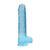 Shots Toys Realrock 9in Crystal Clear Realistic Dildo with Balls - Blue, for Unforgettable Pleasure! - Adult Naughty Store