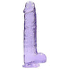 Shots Toys Realrock Crystal Clear Real Cock 9in Dildo with Balls - Enhanced Realistic Pleasure for All Genders - Purple - Adult Naughty Store