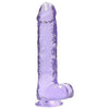 Shots Toys Realrock Crystal Clear Real Cock 9in Dildo with Balls - Enhanced Realistic Pleasure for All Genders - Purple - Adult Naughty Store