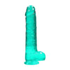 Realrock 9in Realistic Dildo with Balls - Model RR-9TQG - Male Pleasure Toy - Turquoise Green