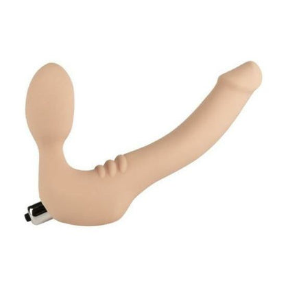 Si Novelties Simply Strapless Large Vanilla Beige Vibrating Strapless Strap-On - Model SS-LSLVB-10 - For Couples - Dual-Ended Pleasure - Hypoallergenic Silicone - Adult Naughty Store