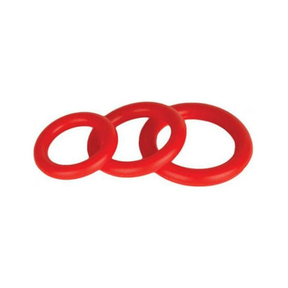 SI Novelties Ignite Series Power Stretch Silicone Donut Cock Rings - Red 3 Pack for Enhanced Pleasure and Performance - Model RS-3R
