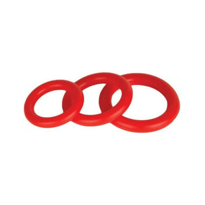 SI Novelties Ignite Series Power Stretch Silicone Donut Cock Rings - Red 3 Pack for Enhanced Pleasure and Performance - Model RS-3R - Adult Naughty Store