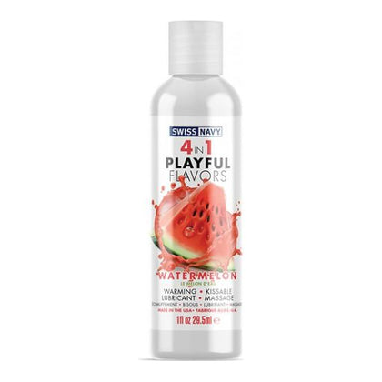 Swiss Navy 4-In-1 Playful Flavors Watermelon Pleasure Gel - Sensual Massage, Lubrication, and Edible Delights for Couples - 1oz