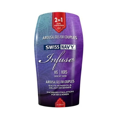 Swiss Navy Infuse Arouse Gels for Couples - Dual Dispenser, Model 2-in-1, His and Hers Arousal Gel, Stimulation for Men and Women, 50ml, Pleasure Enhancer, Intimate Lubricant - Red