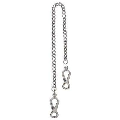 Introducing the Exquisite Pleasure Lite Line Nipple Clamp and Chain Set - Model NL-001 - For Enhanced BDSM and Kink Play - Silver