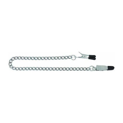 Silver Endurance Tapered Tip Nipple Clamps with Link Chain - Intensify Pleasure and Pain for Experienced Enthusiasts