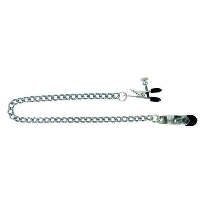 Silver Adjustable Broad Tip Nipple Clamps with Link Chain - Enhance Nipple Sensation for All Genders - Adult Naughty Store