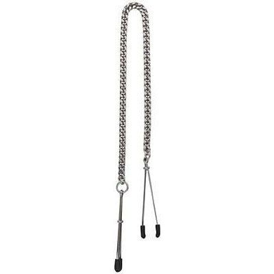 Spartacus Adjustable Tweezer Clamp JewelChain - Unisex Nipple and Genital Clamps for Exquisite Pleasure - Silver - Adult Naughty Store